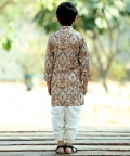 Stunning Embroidered Georgette Cream Kurta With Dhoti