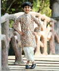 Stunning Embroidered Georgette Cream Kurta With Dhoti