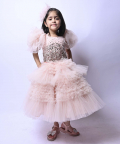 Rose Sleeves Ruffle Dress
