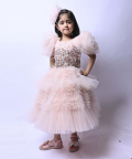Rose Sleeves Ruffle Dress