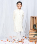 Off White Lurex Kurta Pyjama