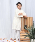 Off White Lurex Kurta Pyjama
