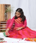 Pink Red Cotton Silk Lengha