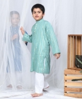 Sea Green Lurex Kurta Pyjama
