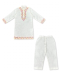 White kurta set with colorful embroidery
