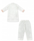 White kurta set with colorful embroidery