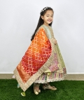 Multi Color Embroidered Anarkali Set With Bandhani Dupatta