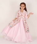Pink Lotus Jacket Indowestern Skirt Set