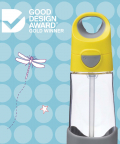 B.box Tritan Straw Drink Bottle 450 ml-Lemon Sherbet Yellow Grey