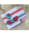 Bird And Heart Elastic Hairband - Blue & Pink