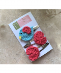 Bird And Heart Snap Clips - Blue & Pink