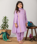 Dobby Embroidered Kurta Set - Lilac