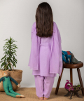 Dobby Embroidered Kurta Set - Lilac