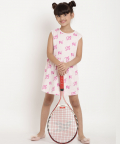 Organic Cotton Cut Sleeves Dress Unicorn Pink