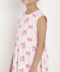 Organic Cotton Cut Sleeves Dress Unicorn Pink