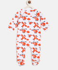 Organic Cotton Baby Romper Orange Planes