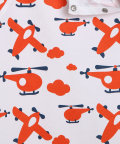 Organic Cotton Baby Romper Orange Planes