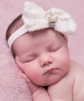 White Sequin Bow Decorated With Sparkly Pearl