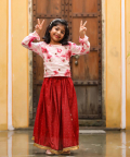 Maroon Tie N Dye Top With Maroon Skirt