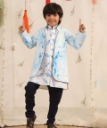 Front Style Kurta With Open Long Jacket And Churidar