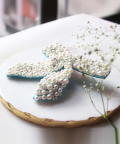 Pearl Bead Work Powder Blue Hair Clip