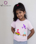 Cars With Animals T-Shirt,Light Pink