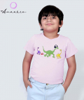 Dinosaur Headphones T-Shirt,Light Pink