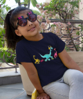 Dinosaur Headphones T-Shirt,Navy Blue