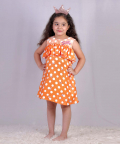 Orange Day Dress With Embroidery