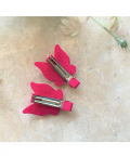 Felt And Crochet Butterflies Alligator Clips - Pink