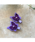 Felt And Crochet Butterflies Alligator Clips - Purple