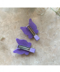 Felt And Crochet Butterflies Alligator Clips - Purple