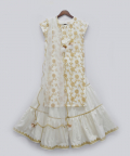 Off White Embroidered Kurti Sharara Set