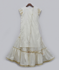 Off White Embroidered Kurti Sharara Set