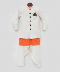 Orange Kurta With Off White Jacket And Salwar