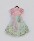 Peach Choli With Gota Embroidery Lehenga Dupatta