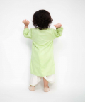 Green Kurta With Off White Dhoti Set