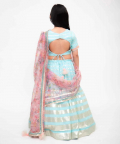Blue Sequins Strips Lehenga Choli Set
