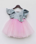 Blue Shimmer And Pink Glitter Net Frock