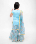 Blue Kurti With Kotta Print Fabric Sharara And Dupatta