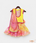 Yellow Kurta With Pink Kotta Print Fabric Sharara And Dupatta Set