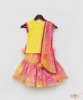 Yellow Kurta With Pink Kotta Print Fabric Sharara And Dupatta Set