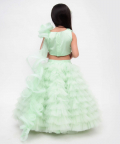 Green net frills lehenga with Ruffle Choli