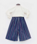 Off white Top With Blue Strips Pant