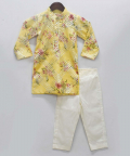 Yellow Kotta Print Kurta With Pant