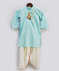 Blue Kurta With Off White Dhoti