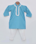 Blue Kurta With White Dori Work And Pant