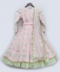 Pink Gotta Anarkali With Green Net Frills