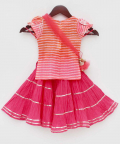 Pink Leheriya Kotta Kurti With Coral Ghagra