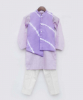Lilac Leheriya Nehru Jacket Set